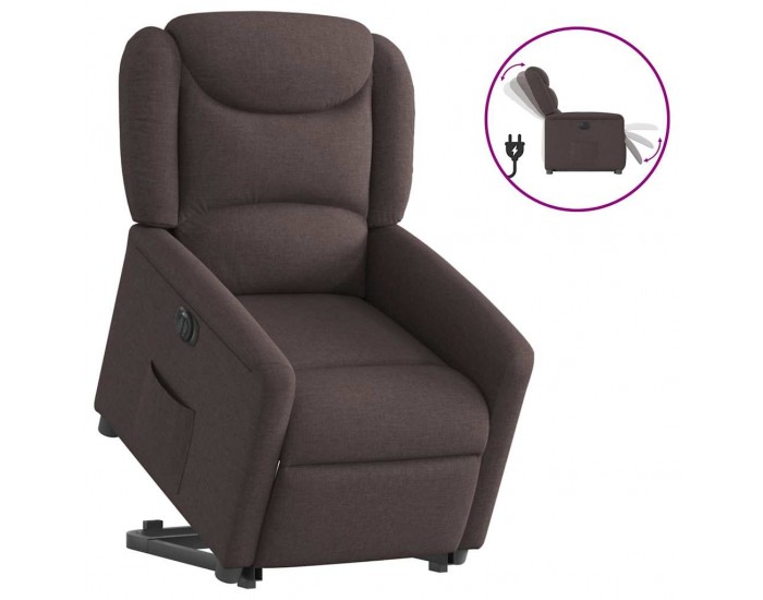 Sonata H Електрически изправящ реклайнер стол, тъмнокафяв, текстил