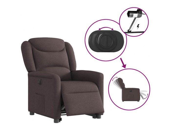 Sonata H Електрически изправящ реклайнер стол, тъмнокафяв, текстил