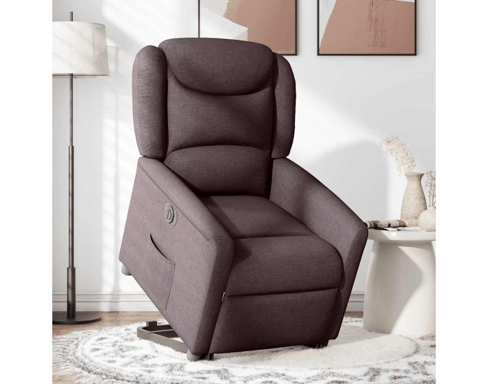 Sonata H Електрически изправящ реклайнер стол, тъмнокафяв, текстил