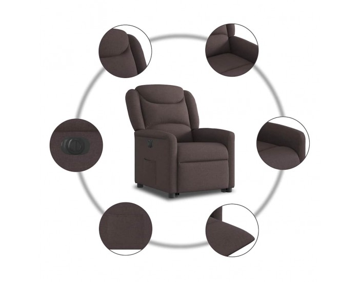 Sonata H Електрически изправящ реклайнер стол, тъмнокафяв, текстил