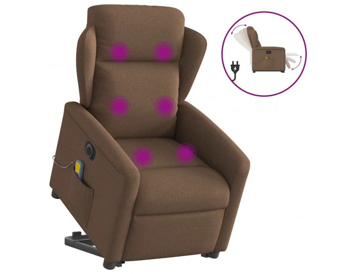 Sonata H Електрически изправящ масажен реклайнер стол кафяв текстил