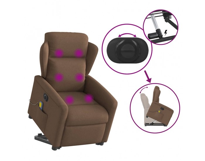 Sonata H Електрически изправящ масажен реклайнер стол кафяв текстил