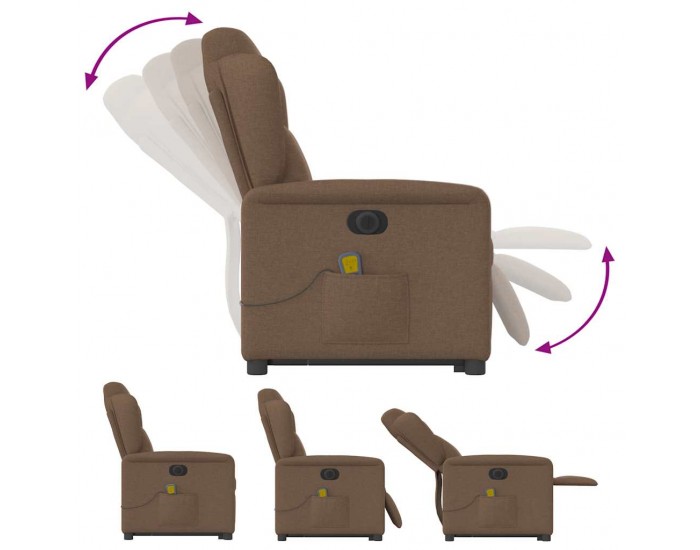 Sonata H Електрически изправящ масажен реклайнер стол кафяв текстил