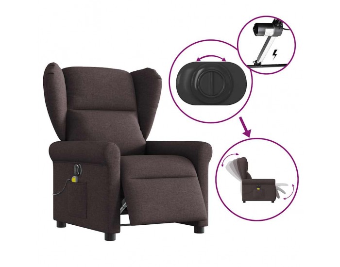 Sonata H Електрически масажен наклоняем стол, тъмнокафяв, текстил