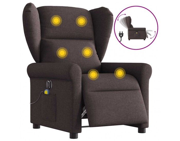 Sonata H Електрически масажен наклоняем стол, тъмнокафяв, текстил