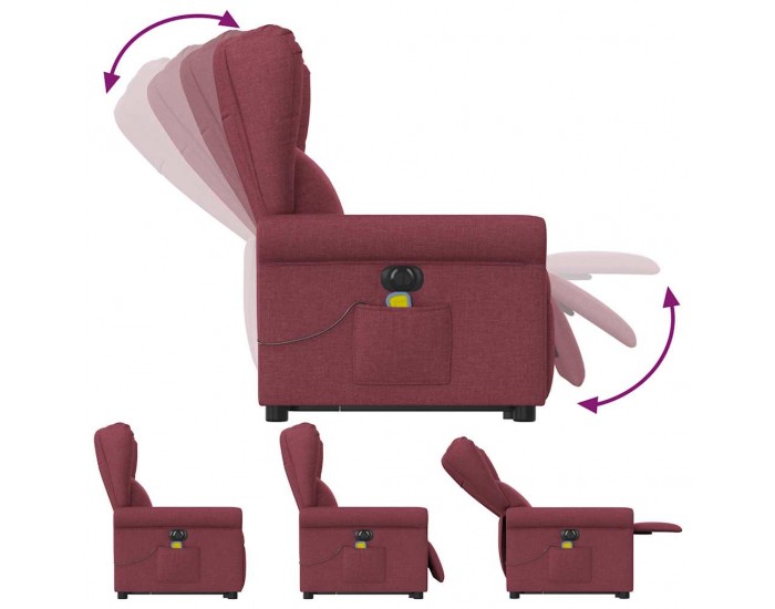 Sonata H Електрически изправящ масажен реклайнер виненочервен текстил