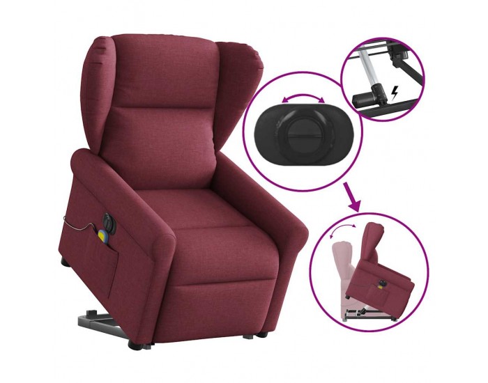Sonata H Електрически изправящ масажен реклайнер виненочервен текстил
