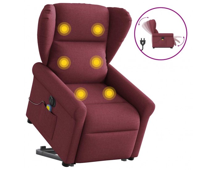 Sonata H Електрически изправящ масажен реклайнер виненочервен текстил