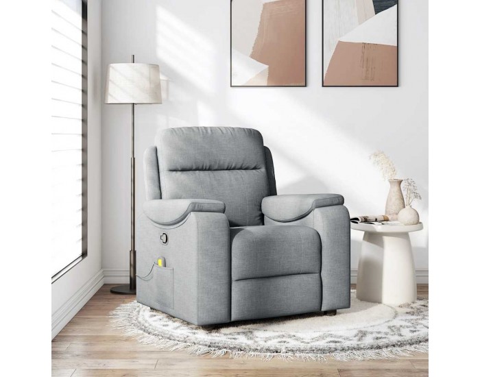 Sonata H Масажен реклайнер стол, светлосив, текстил