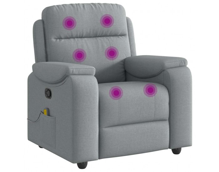 Sonata H Масажен реклайнер стол, светлосив, текстил