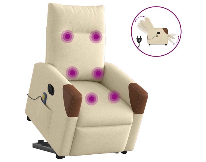 Sonata H Електрически изправящ масажен реклайнер стол кремав текстил