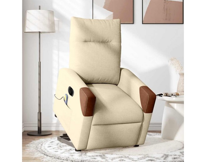 Sonata H Електрически изправящ масажен реклайнер стол кремав текстил