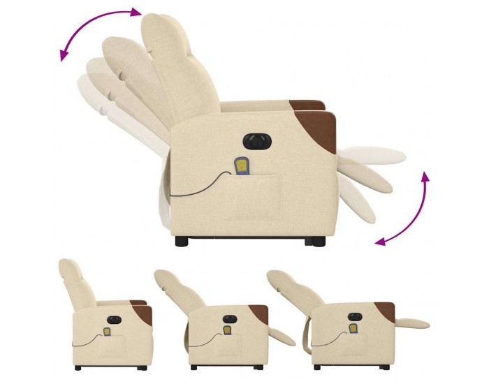 Sonata H Електрически изправящ масажен реклайнер стол кремав текстил