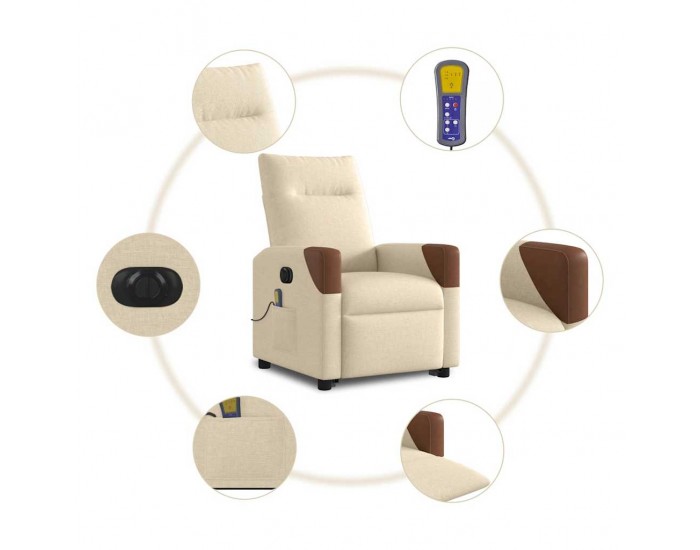 Sonata H Електрически изправящ масажен реклайнер стол кремав текстил