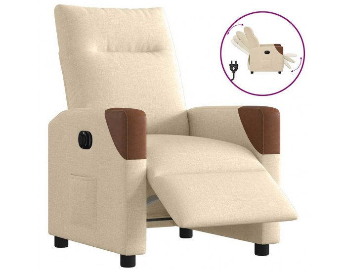 Sonata H Електрически стол реклайнер , кремав, текстил