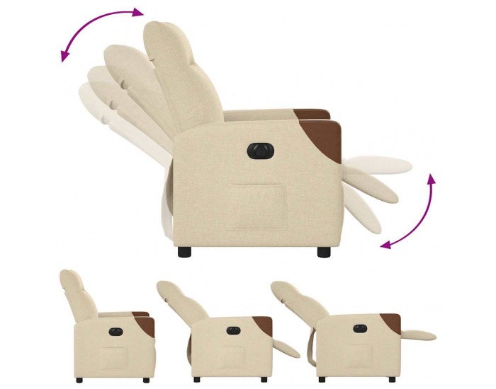 Sonata H Електрически стол реклайнер , кремав, текстил