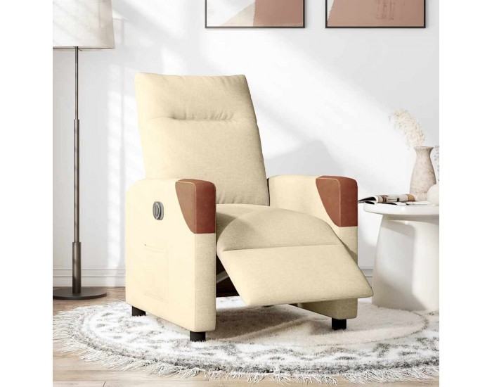 Sonata H Електрически стол реклайнер , кремав, текстил