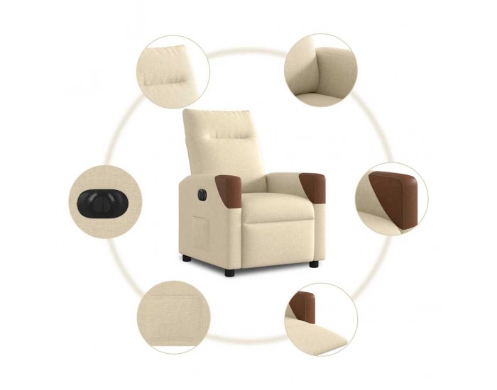 Sonata H Електрически стол реклайнер , кремав, текстил