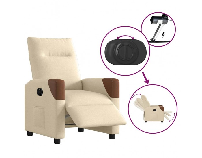 Sonata H Електрически стол реклайнер , кремав, текстил