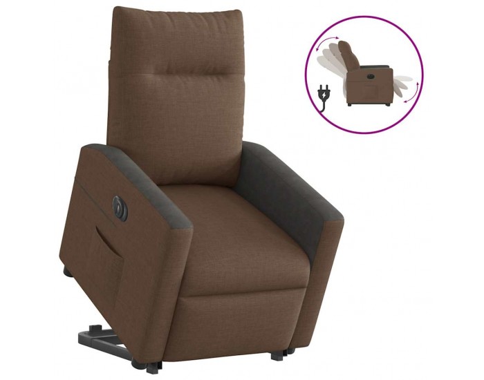 Sonata H Електрически изправящ реклайнер стол, кафяв, текстил