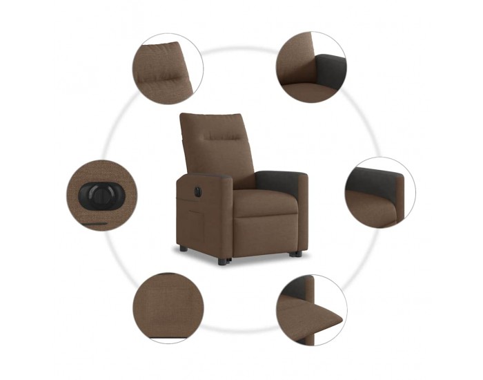 Sonata H Електрически изправящ реклайнер стол, кафяв, текстил