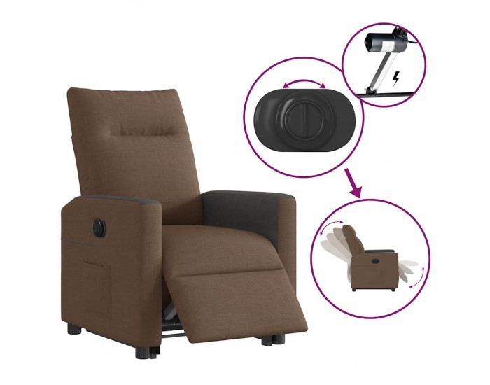 Sonata H Електрически изправящ реклайнер стол, кафяв, текстил