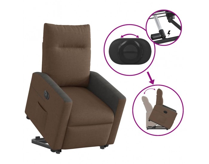 Sonata H Електрически изправящ реклайнер стол, кафяв, текстил