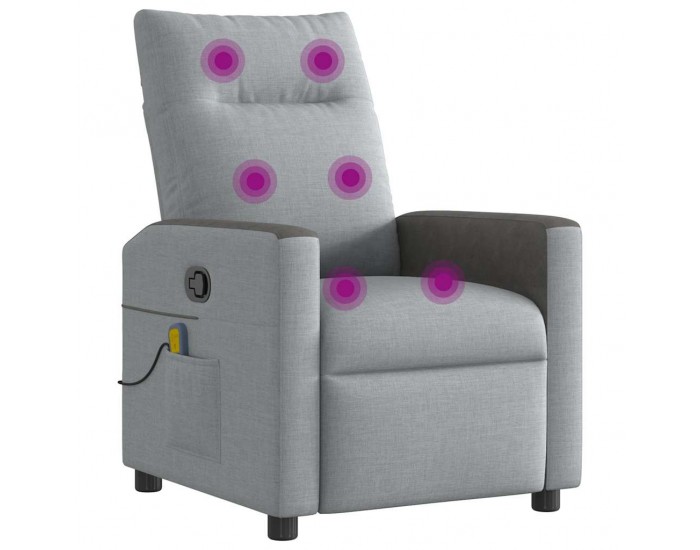 Sonata H Масажен реклайнер стол, светлосив, текстил