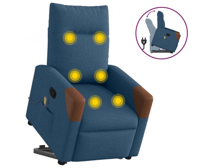 Sonata H Изправящ масажен реклайнер стол, син, текстил