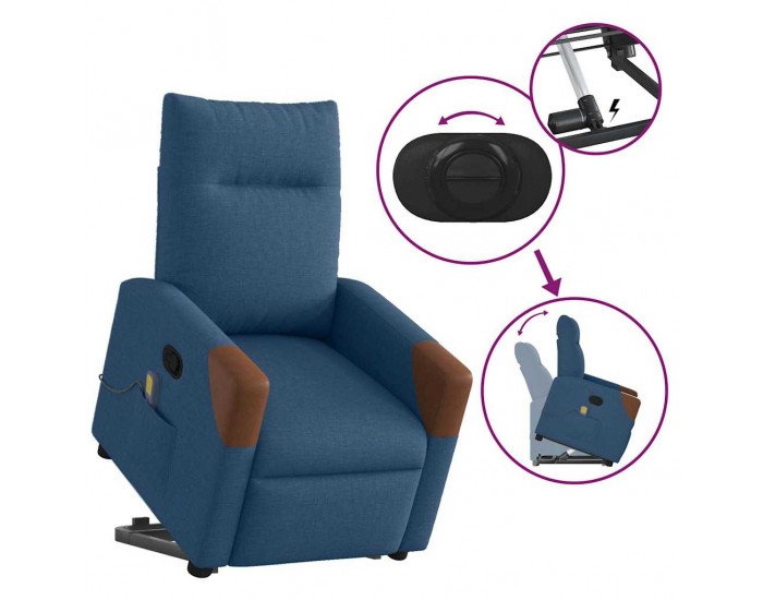 Sonata H Изправящ масажен реклайнер стол, син, текстил