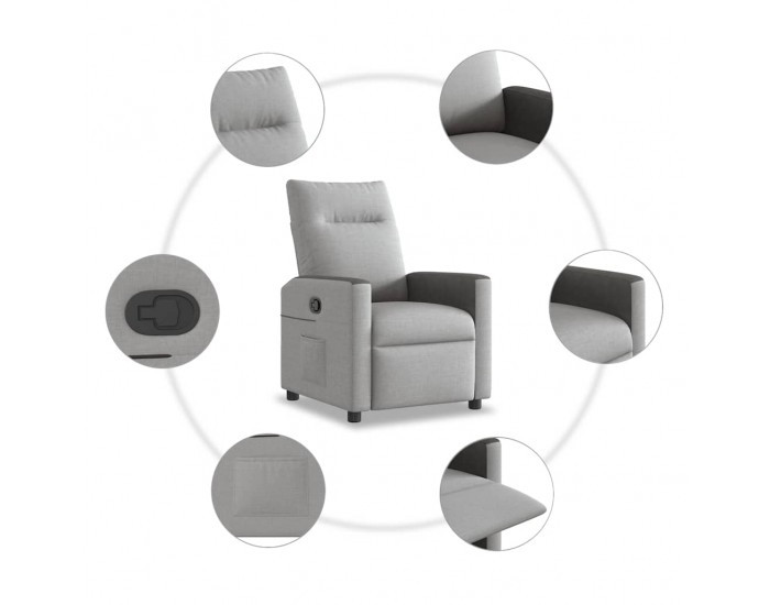 Sonata H Recliner Chair Cloud Grey Fabric