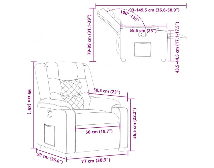 Sonata H Recliner Chair Cloud Grey Fabric