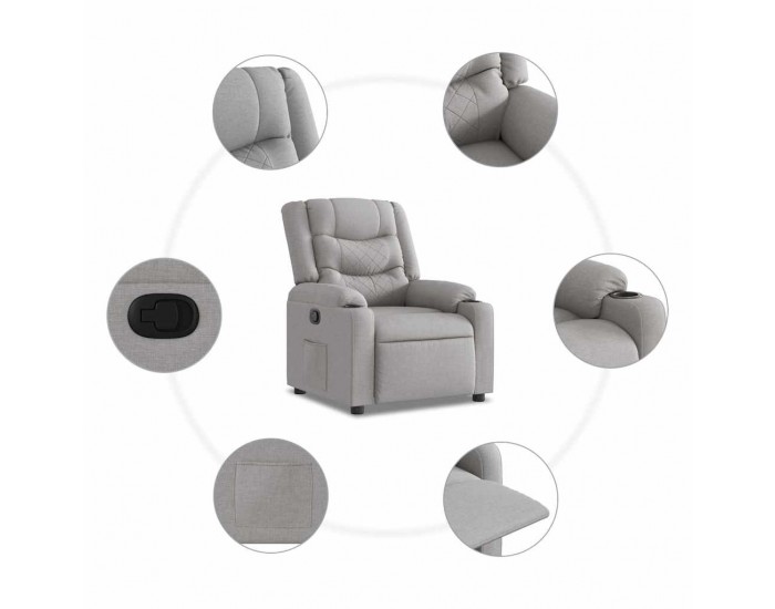 Sonata H Recliner Chair Cloud Grey Fabric