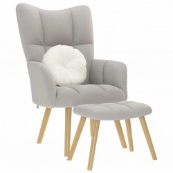 Sonata H Релаксиращ стол с табуретка за крака Cloud Grey Fabric - Мека мебел