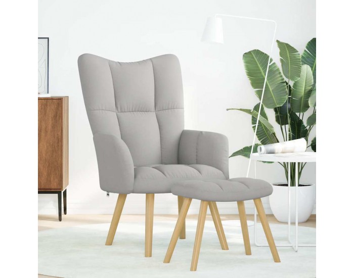 Sonata H Релаксиращ стол с табуретка за крака Cloud Grey Fabric Sonata H Релаксиращ стол с табуретка за крака Cloud Grey Fabric