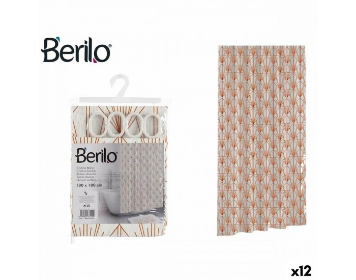 Душ завеса Berilo Art Nouveau Бял Бронз Пластмаса 180 x 180 x 0,008 cm (12 броя)