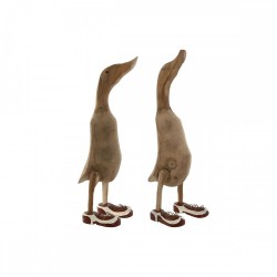 Декоративна фигурка Home ESPRIT Бял Червен Естествен Патица 14 x 28 x 43 cm (2 броя) - Сувенири, Подаръци, Свещи