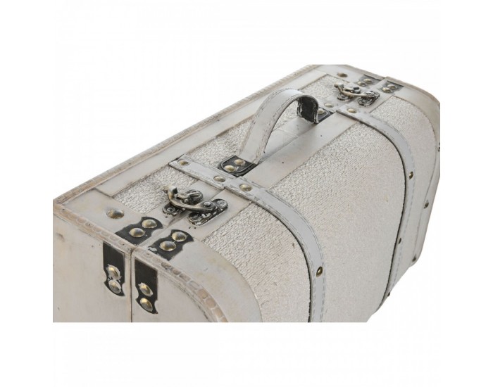 Комплект Декоративни Кутии Home ESPRIT Бял полиестер Дървен