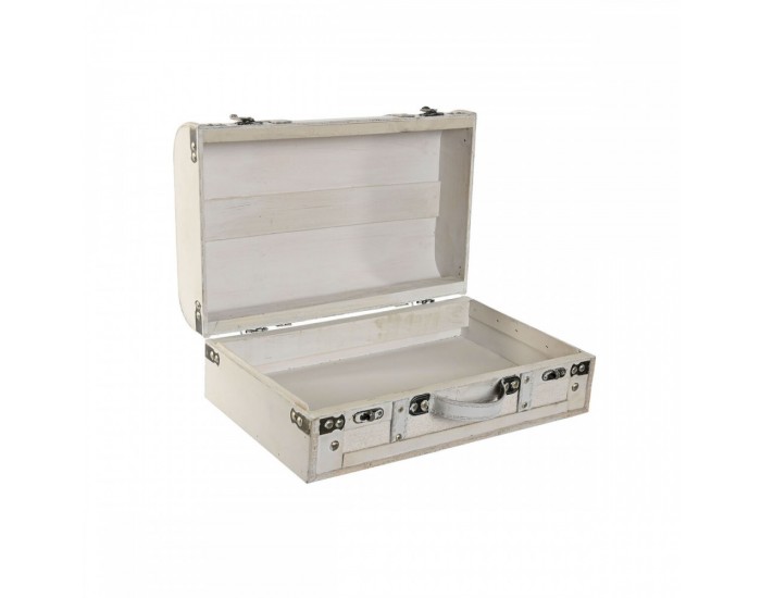 Комплект Декоративни Кутии Home ESPRIT Бял полиестер Дървен