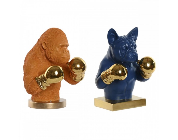 Декоративна фигурка Home ESPRIT Син Оранжев Златен 28 X 26 X 35,5 cm (2 броя)