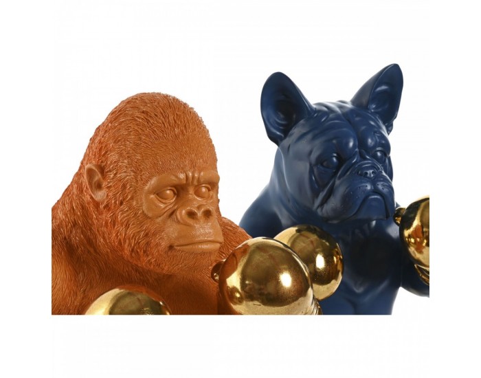 Декоративна фигурка Home ESPRIT Син Оранжев Златен 28 X 26 X 35,5 cm (2 броя)