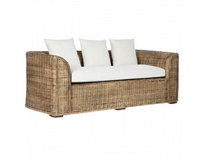Градински диван Home ESPRIT Бял Кафяв Естествен Pатан 174 x 88 x 69 cm