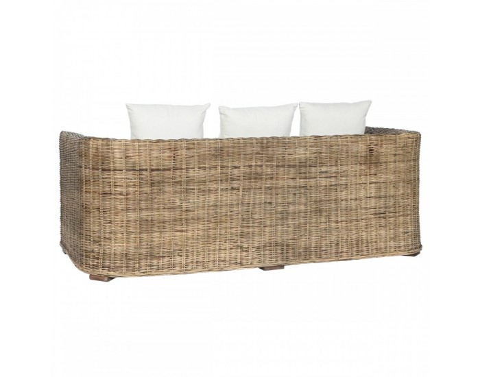 Градински диван Home ESPRIT Бял Кафяв Естествен Pатан 174 x 88 x 69 cm