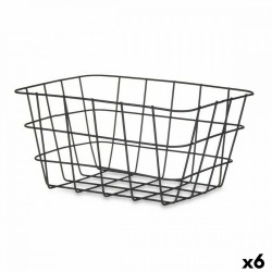 Многофункционална Кошница Квадратен Черен Метал 24,5 x 12 x 18 cm (6 броя) - Кутии, Органайзери и Други продукти за съхранение