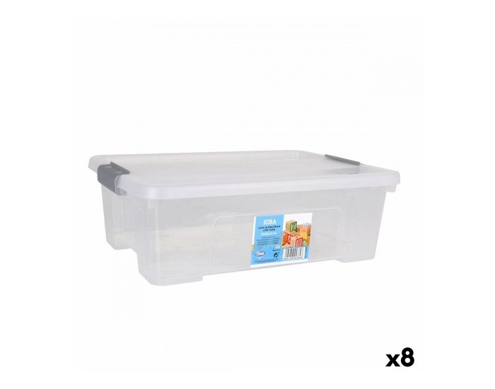 Кутия за Съхранение с Капак Dem Kira Прозрачен Пластмаса 10 L 40 x 28 x 13 cm (8 броя) Кутия за Съхранение с Капак Dem Kira Прозрачен Пластмаса 10 L 40 x 28 x 13 cm (8 броя)