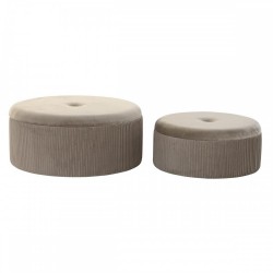 Cтепенки DKD Home Decor 70 x 70 x 32 cm 70 x 70 x 28 cm Кадифе Светло сив Дървен MDF - Мека мебел