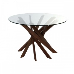 Трапезна маса DKD Home Decor Кристал Кафяв Прозрачен Oрех 120 x 120 x 76 cm - Комплекти маси и столове