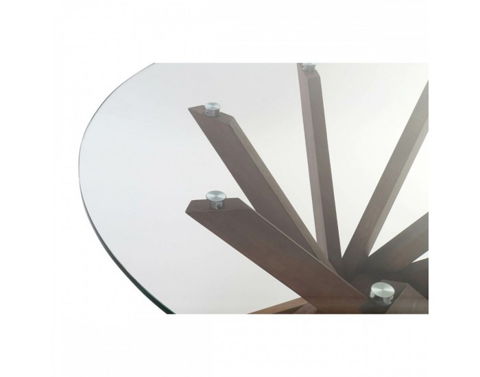 Трапезна маса DKD Home Decor Кристал Кафяв Прозрачен Oрех 120 x 120 x 76 cm