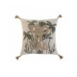 Възглавница Home ESPRIT Бежов Естествен Тропически Boho 45 x 5 x 45 cm - Възглавници