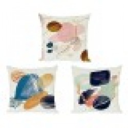 Възглавница DKD Home Decor Абстрактен Син Розов Памук лен Зелен Многоцветен (50 x 12 x 50 cm) (3 pcs) - Възглавници